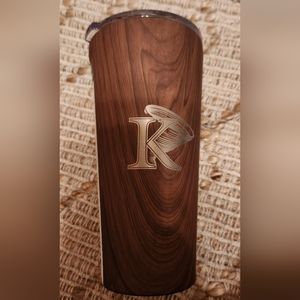 NWT Corkcicle walnut wood tumbler, King University, hot and cold drinks
